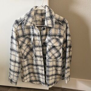 Black & Cream Plaid Shacket Jacket